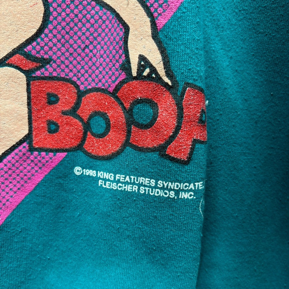 Vintage 1993 Betty Boop Freeze Teal Heart Graphic Sweatshirt Double Sided OSFA - Picture 2 of 10